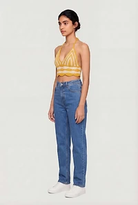 Crochet Scalloped Hem Halter Crop Top