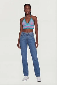Scalloped Hem Crochet Halter Crop Top