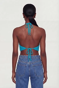 Scalloped Hem Crochet Halter Crop Top