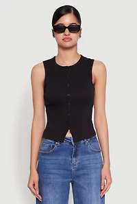 Womens Almost Famous Rib Knit Vest, L