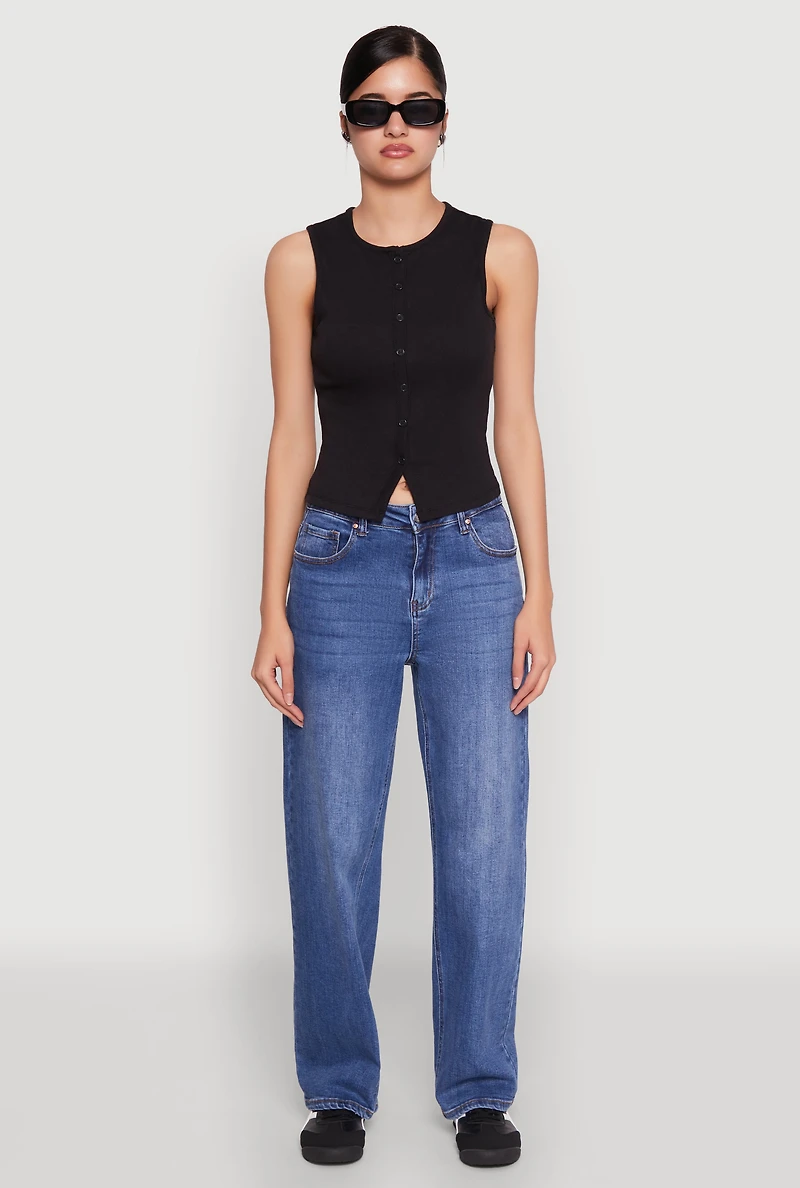 Womens Almost Famous Rib Knit Vest, L
