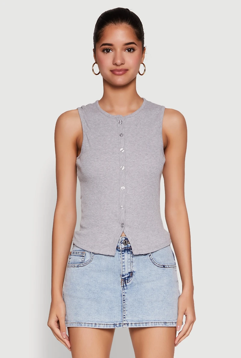 Womens Almost Famous Rib Knit Vest, L
