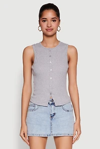 Womens Almost Famous Rib Knit Vest, L