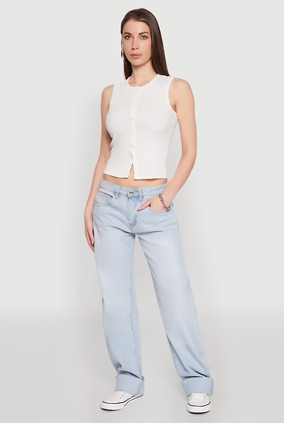Womens Almost Famous Rib Knit Vest, White, Size L