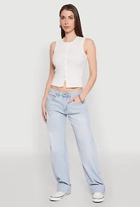 Womens Almost Famous Rib Knit Vest, White, Size L