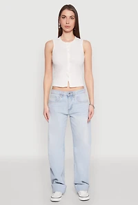 Womens Almost Famous Rib Knit Vest, White, Size XL