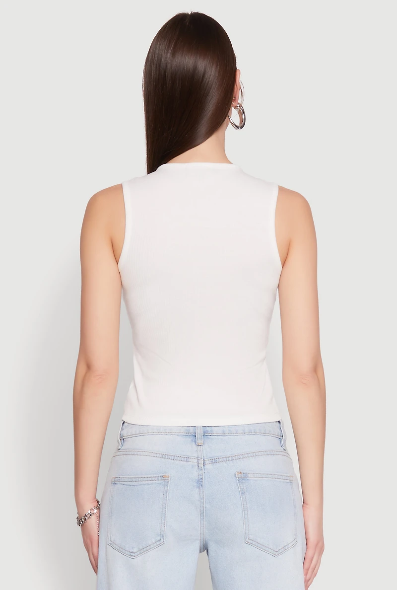 Womens Almost Famous Rib Knit Vest, White, Size XL
