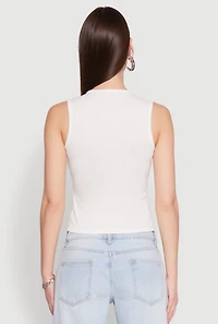 Womens Almost Famous Rib Knit Vest, White, Size XL