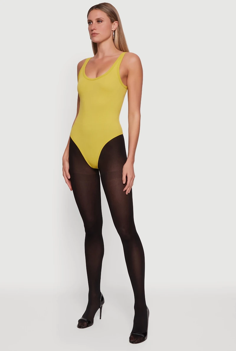 Ribbed Knit Scoop Neck Tank Bodysuit