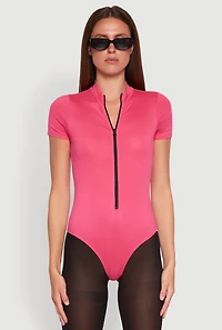 Zip Front Mock Neck Bodysuit