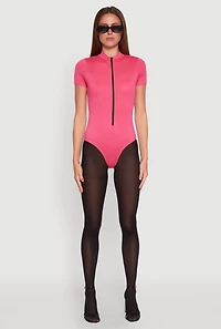 Zip Front Mock Neck Bodysuit