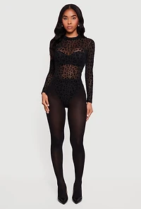 Animal Print Velvet Burnout Mesh Bodysuit