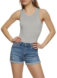 Womens Basic Crew Neck Tank Bodysuit,