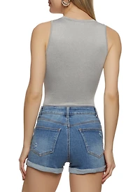 Womens Basic Crew Neck Tank Bodysuit,