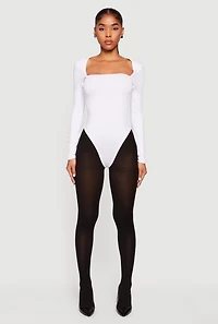 Solid Long Sleeve Square Neck Bodysuit