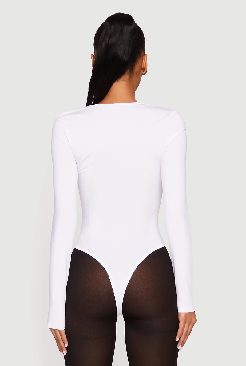 Solid Long Sleeve Square Neck Bodysuit