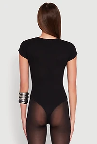 Womens Daisy Rib Knit Crew Neck Bodysuit,