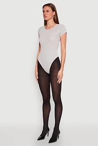 Womens Daisy Rib Knit Crew Neck Bodysuit, Grey,