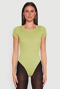 Womens Daisy Rib Knit Crew Neck Bodysuit, L