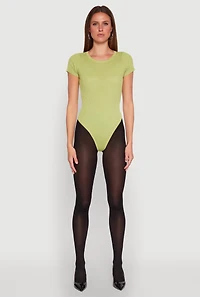 Womens Daisy Rib Knit Crew Neck Bodysuit, L