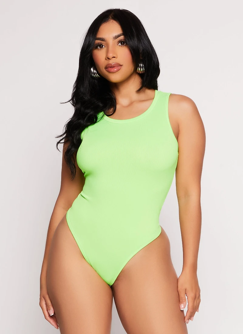 Womens Daisy Ribbed Knit Tank Bodysuit, M
