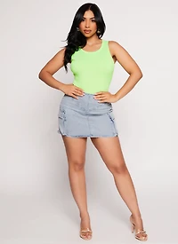 Womens Daisy Ribbed Knit Tank Bodysuit,