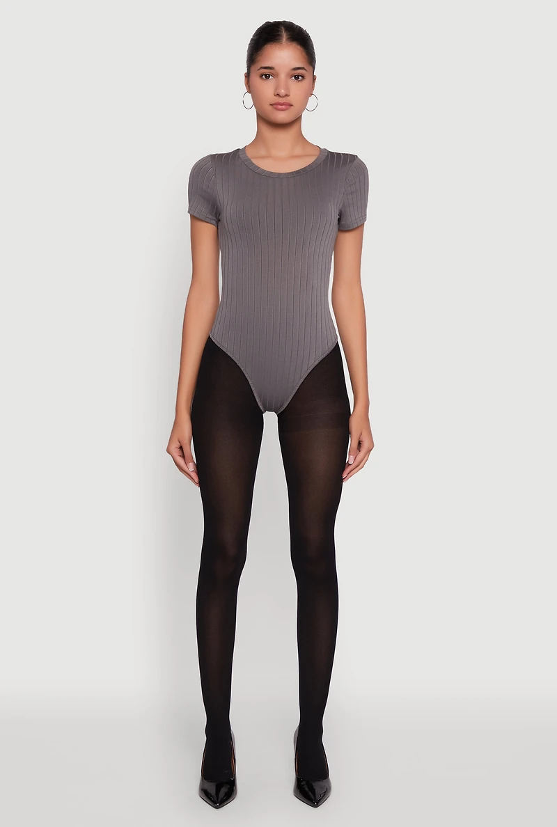 Daisy Rib Knit Short Sleeve Crew Neck Bodysuit