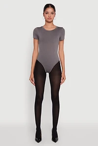 Daisy Rib Knit Short Sleeve Crew Neck Bodysuit