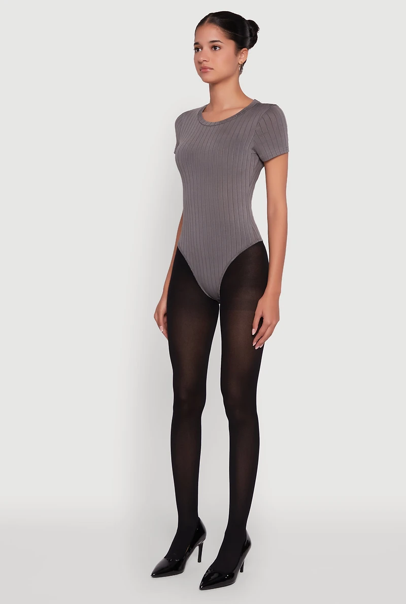 Daisy Rib Knit Short Sleeve Crew Neck Bodysuit