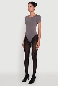 Daisy Rib Knit Short Sleeve Crew Neck Bodysuit