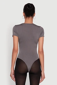 Daisy Rib Knit Short Sleeve Crew Neck Bodysuit