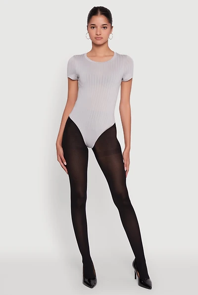 Daisy Rib Knit Short Sleeve Crew Neck Bodysuit