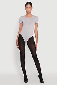 Daisy Rib Knit Short Sleeve Crew Neck Bodysuit