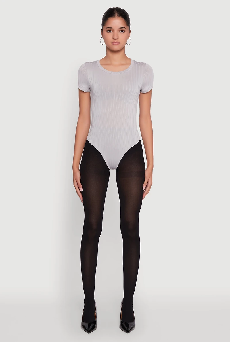 Daisy Rib Knit Short Sleeve Crew Neck Bodysuit