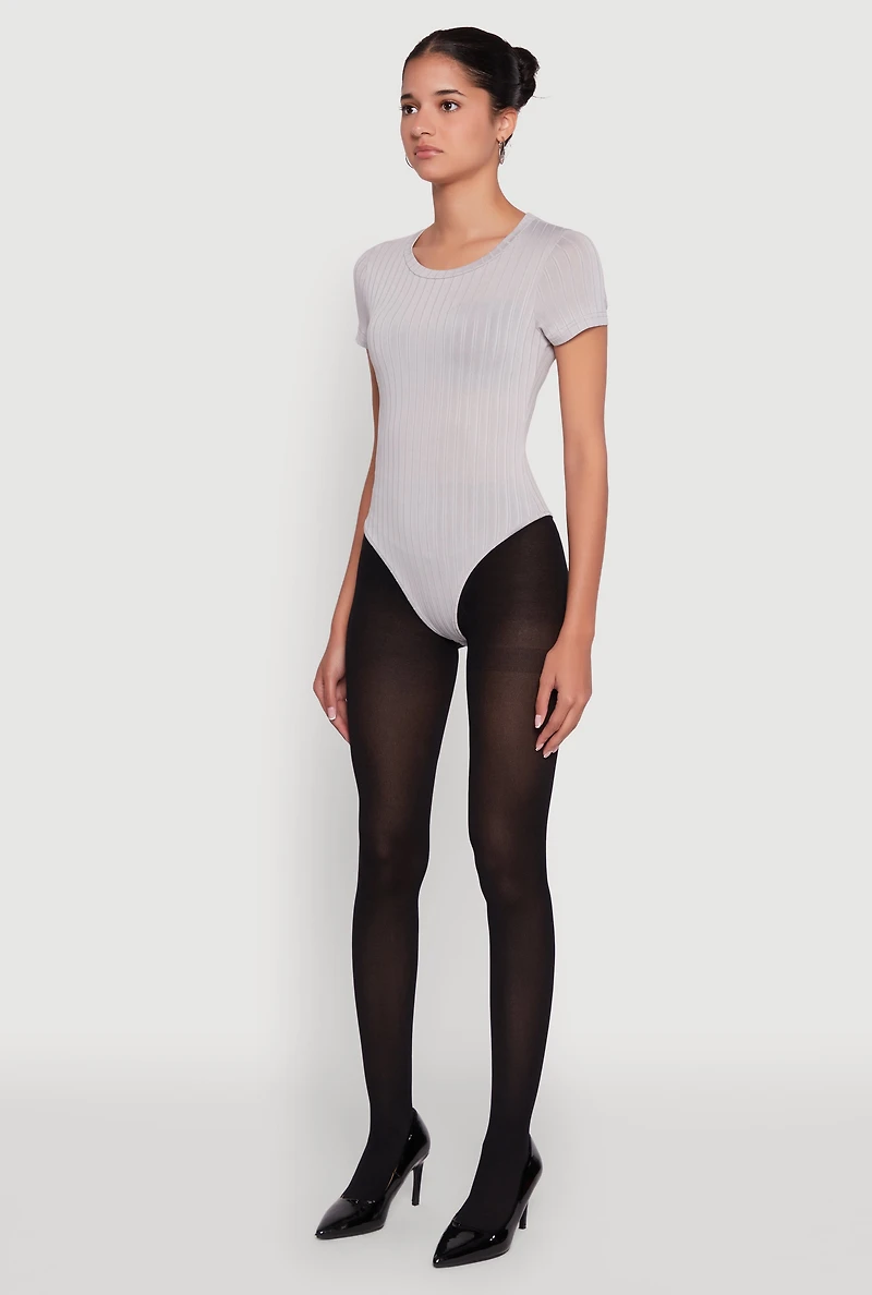 Daisy Rib Knit Short Sleeve Crew Neck Bodysuit