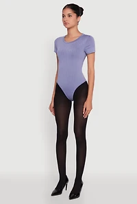 Daisy Rib Knit Short Sleeve Crew Neck Bodysuit