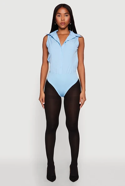 Womens Daisy Sleeveless Button Front Bodysuit,