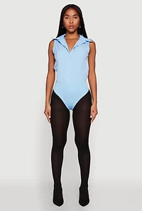 Womens Daisy Sleeveless Button Front Bodysuit,