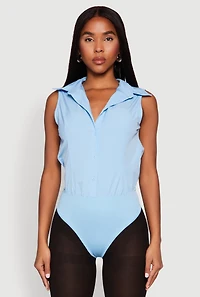 Womens Daisy Sleeveless Button Front Bodysuit,