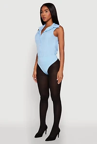 Womens Daisy Sleeveless Button Front Bodysuit, Blue, Size XL