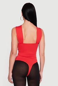 Metallic O Ring Detail Side Ruched Bodysuit
