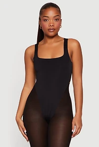 Square Neck High Cut Thong Bodysuit