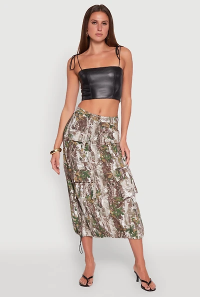 Womens Hunter Camo Hyperstretch Cargo Maxi Skirt, Multi, Size L