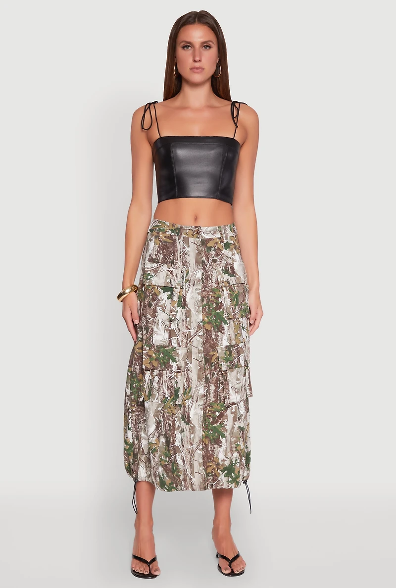 Womens Hunter Camo Hyperstretch Cargo Maxi Skirt, Multi, Size M
