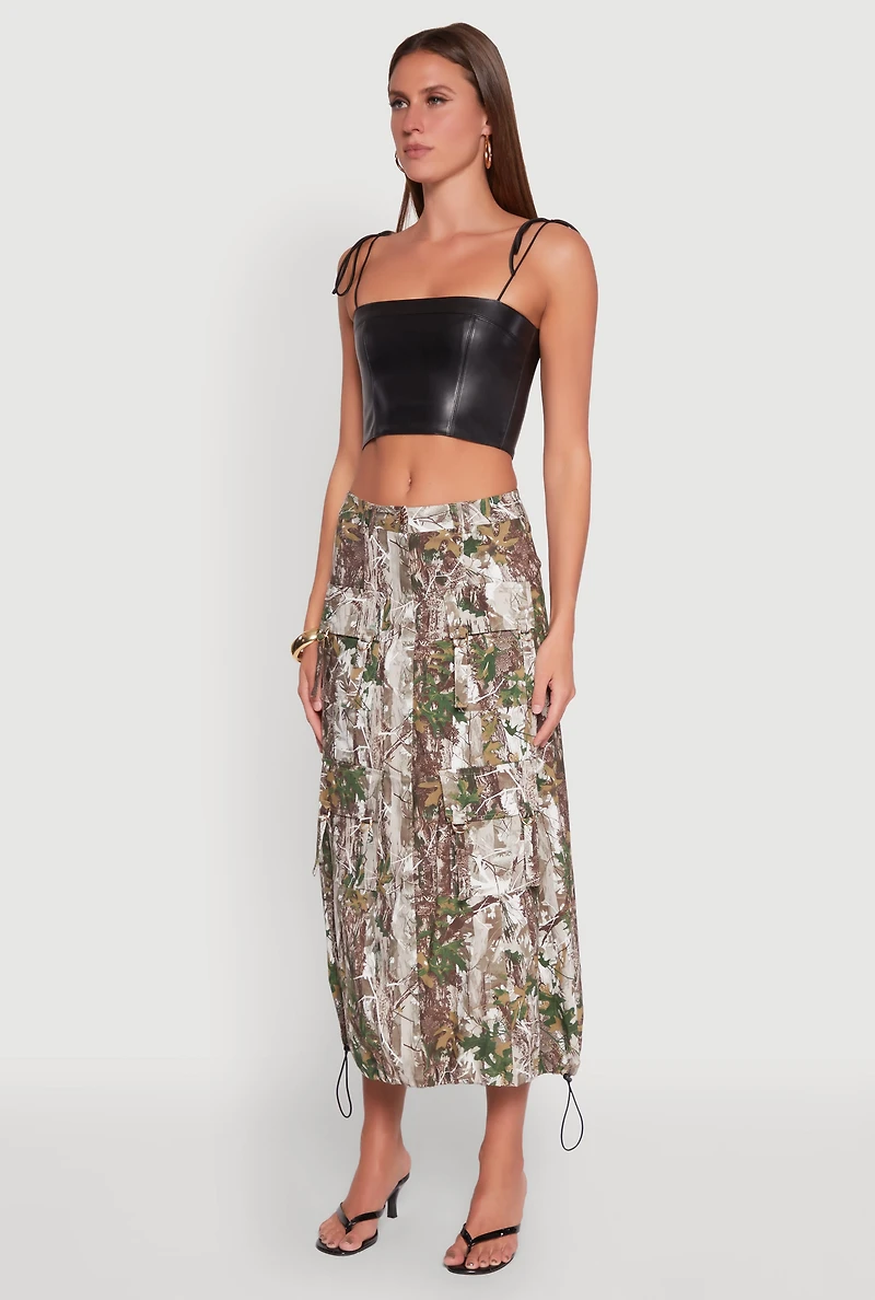 Womens Hunter Camo Hyperstretch Cargo Maxi Skirt, Multi, Size M