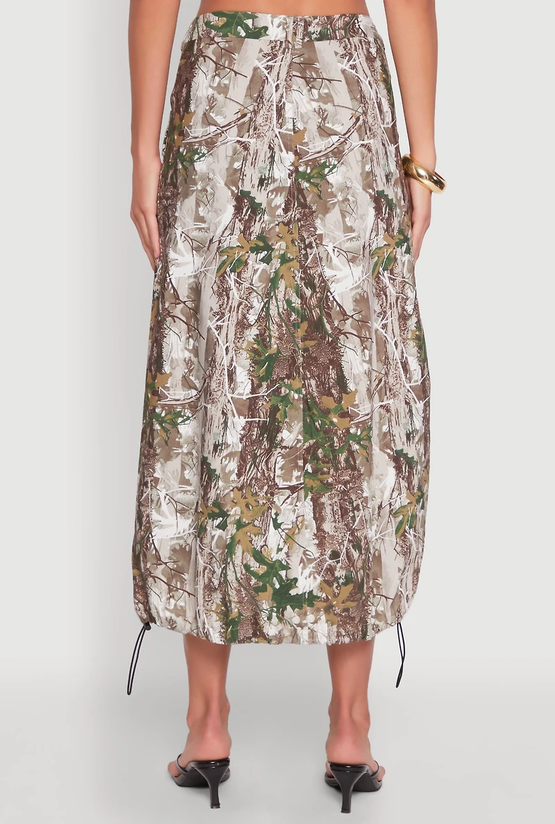Womens Hunter Camo Hyperstretch Cargo Maxi Skirt, Multi, Size M