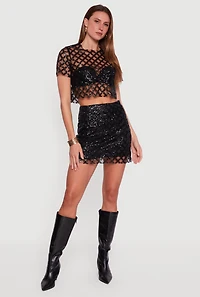 Geometric Sequin Mini Skirt