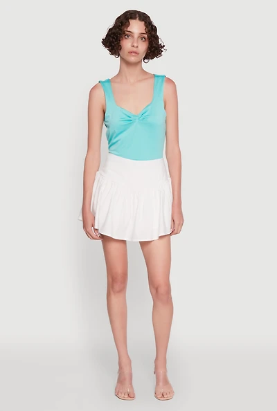 Womens Trendy High Waisted Mini Skater Skirt, White, Size XL