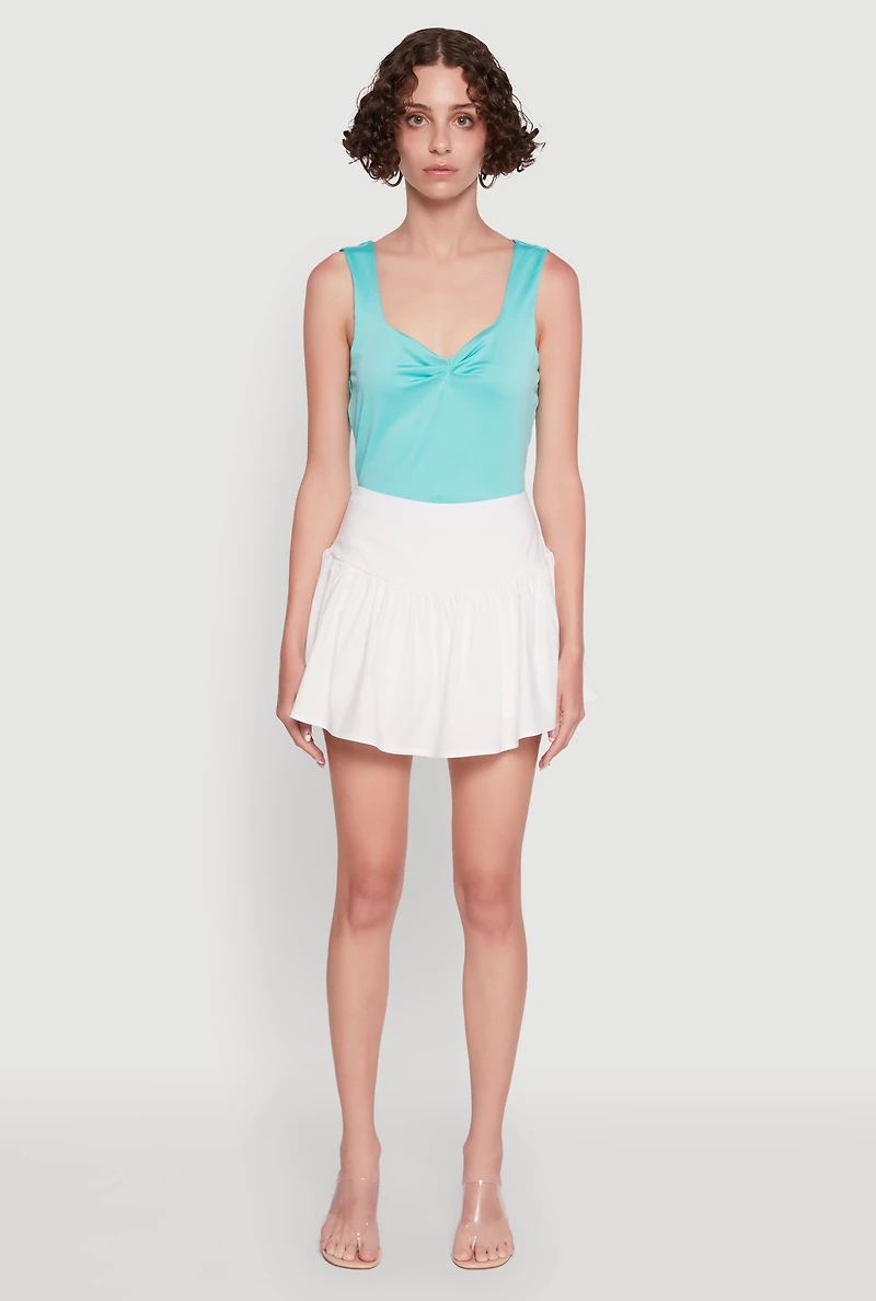 Womens Trendy High Waisted Mini Skater Skirt, White, Size M