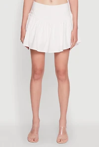 Womens Trendy High Waisted Mini Skater Skirt, White, Size M